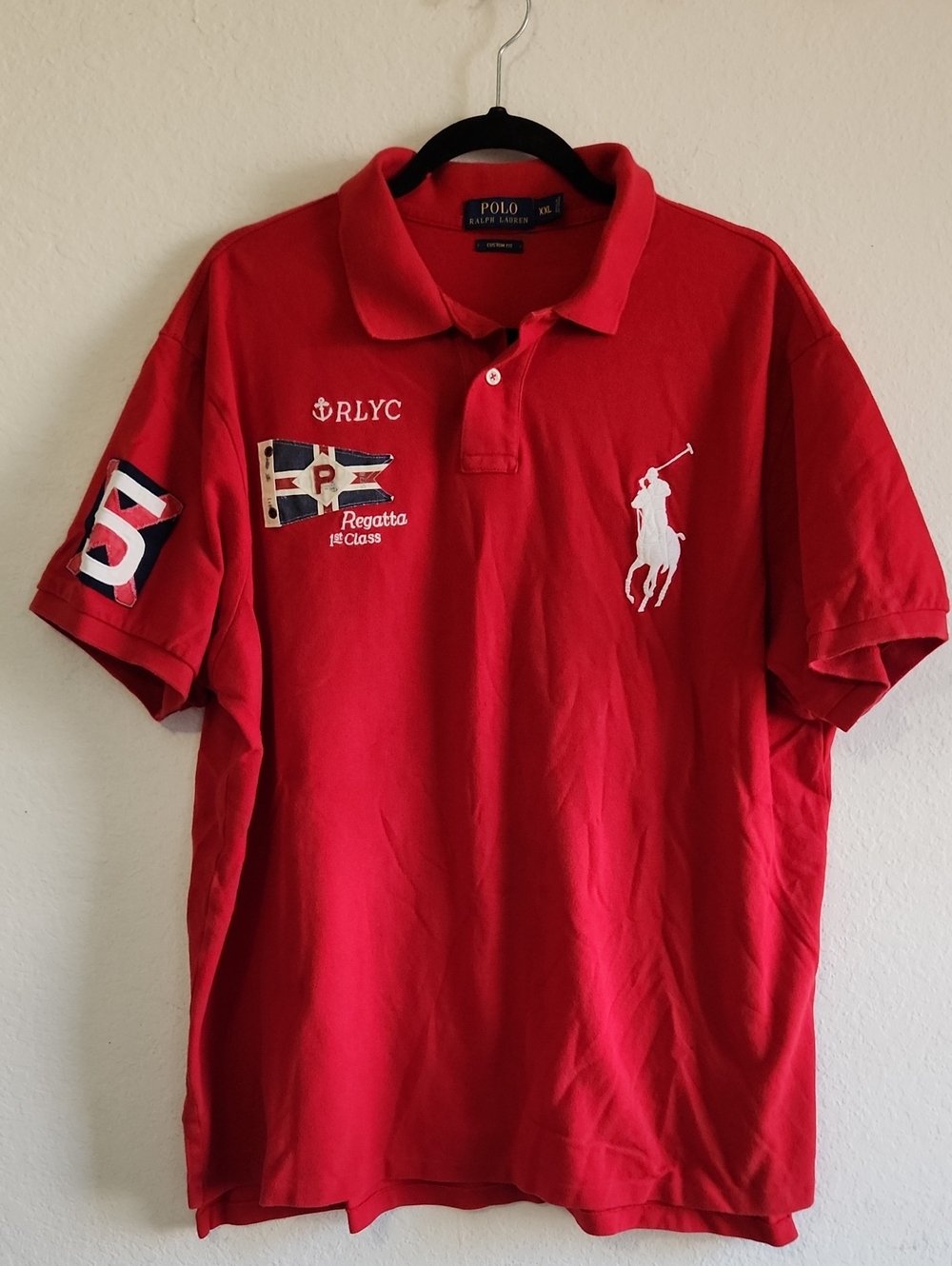 Polo Ralph Lauren Red Regatta RLYC Polo Shirt Custom Fit XXL 100% Cotton
